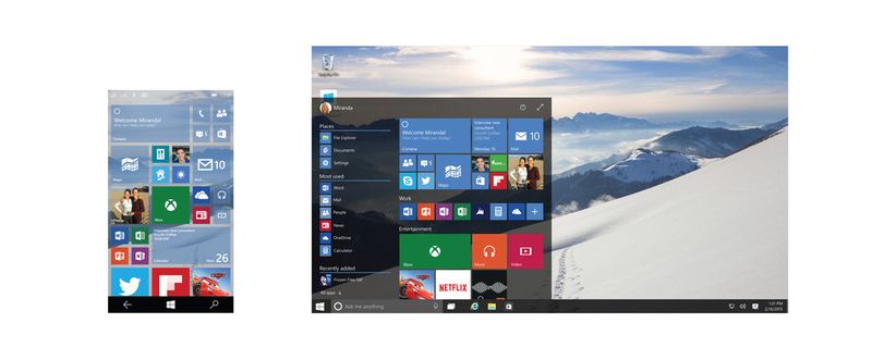 Windows 10 kommt in verschiedenen Varianten: Unter anderem für PCs und auch für Smartphones. Für beide sind nun Preview-Versionen verfügbar. (Bild: Microsoft)