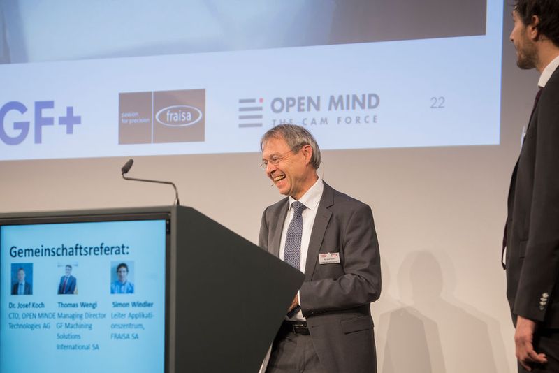 Das Gemeinschaftsreferat hielten Thomas Wengi, GF Machinings International SA, Simon Windler, Fraisa SA und Dr. Josef Koch, Open Mind Technologies AG. (Thomas Entzeroth)