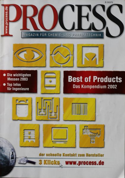 Best of Products 2002   Top Themen:  - Die wichtigsten Messen 2003 - Top Infos für Ingenieure (Bild: PROCESS)