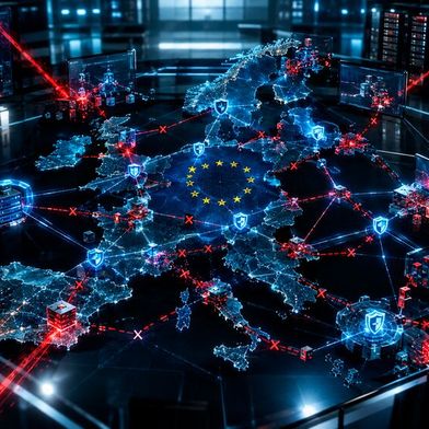 Der Europäische Rechnungshof kommt bei der Auswertung des Cyberangriffs u.a. auf den Berliner Flughafen 2025 zu dem Schluss, dass unzureichender Informationsaustausch zwischen den Mitgliedsländern die Cyberabwehr mindert. (Bild: Dall-E / KI-generiert)