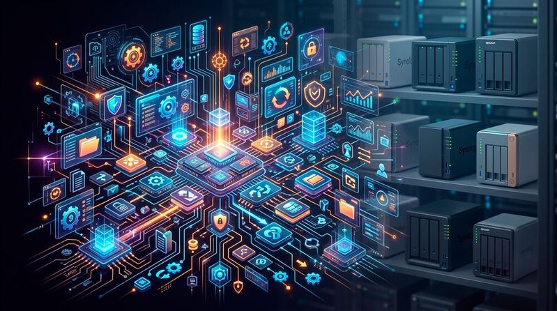 Das Betriebssystem ADM basiert auf Linux und stellt verschiedene Anwendungen und Funktionen für Asustor-NAS-Geräte bereit.(Bild:  Gemini / KI-generiert)