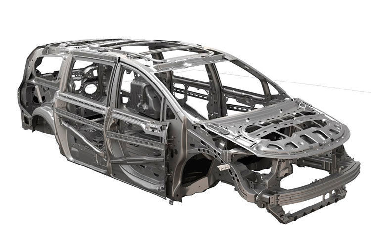 Für die Karosserie, die alleine 76 kg weniger wiegt, verarbeitete Chrysler hochfesten Stahl, Dualphasenstahl und heißgepresste Werkstoffe. (Chrysler)