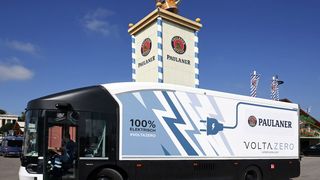 Volta Trucks hat noch auf dem Oktoberfest für seine E-Lkw geworben. (Bild: Volta Trucks)