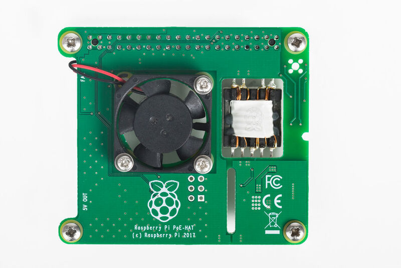 PoE-HAT für Raspberry Pi 3B+: Optionales Zubehör, das Power over Ethernet mit Raspberry Pi 3B+ ermöglicht. (Farnell )
