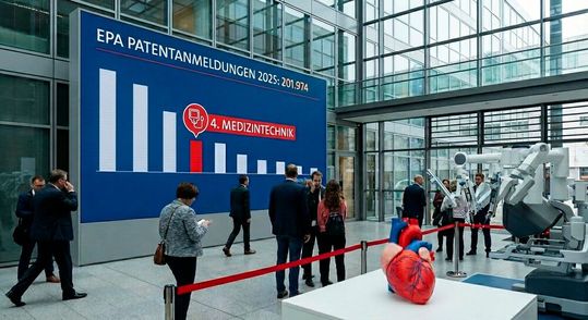 2025 wurde beim EPA eine Rekordzahl von 201.974 Patentanmeldungen eingereicht.(Bild:  Gemini 3 Pro Image / KI-generiert)