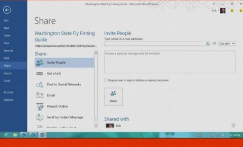 Das Teilen von Dokumenten wird im neuen Office ebenfalls vereinfacht – egal ob es ins SkyDrive gespeichert, per E-Mail verschickt oder in einem Social Network veröffentlicht werden soll. (Archiv: Vogel Business Media)