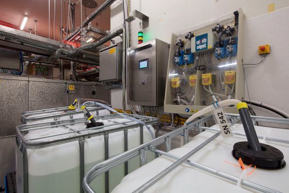Die durch Sensoren ermittelten Daten der Waschanlagen tragen einen Teil zur Transparenz
beim Verbrauch von Reinigungsmitteln und chemischen Additiven bei. (Siemens)