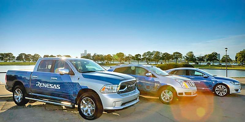 Renesas beschleunigt die Entwicklung von autonomem Fahren und Cockpits mit dem vernetzten Cockpit im Dodge Ram sowie den erweiterten Cadillac- und Lincoln-Fahrzeugplattformen (v.l.n.r.). (Renesas Electronics)