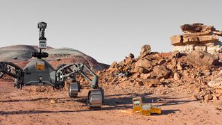 Die robotischen Systeme in der Testumgebung in Utah. (DFKI GmbH; Florian Cordes)