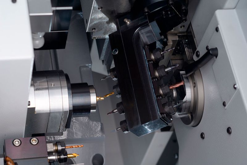 Eine Besonderheit ist die B-Achsen-Funktion für angetriebene Werkzeuge am Vertikalhalter. Die B-Achse ist sowohl mit jeweils 4 Werkzeugen für die Vorder- als auch für die Rückseitenbearbeitung verwendbar. (Bild: Citizen Machinery Europe)