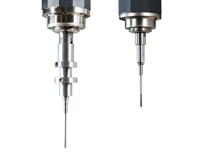 Bild 3: Im Vergleich zum bisherigen Honwerkzeug LH30 (links) ist das neue Honwerkzeug LH20 (rechts) aufgrund des HSK-32-Polygriphalters und des Honschaftes  deutlich kleiner. (Archiv: Vogel Business Media)