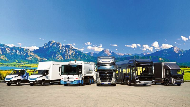 Das Portfolio von Quantron deckt alle Fahrzeugklassen zwischen 3,5 und 65 Tonnen ab. Das Portfolio von Quantron deckt alle Fahrzeugklassen zwischen 3,5 und 65 Tonnen ab.
