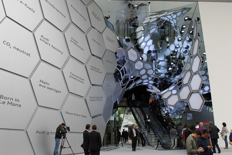 Amazing display of innovations: Audi had 33 cars on display including the Audi Q7 e-tron quattro, SQ 5 TDI plus, R8 plus, R8, S8 plus and many more! (Source: Schulz)