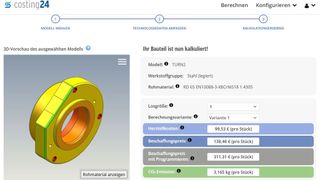 Blitzschnell wird das Kalkulationsergebnis mitsamt Vorschaumodell angezeigt ... (Bild: Simus Systems GmbH)