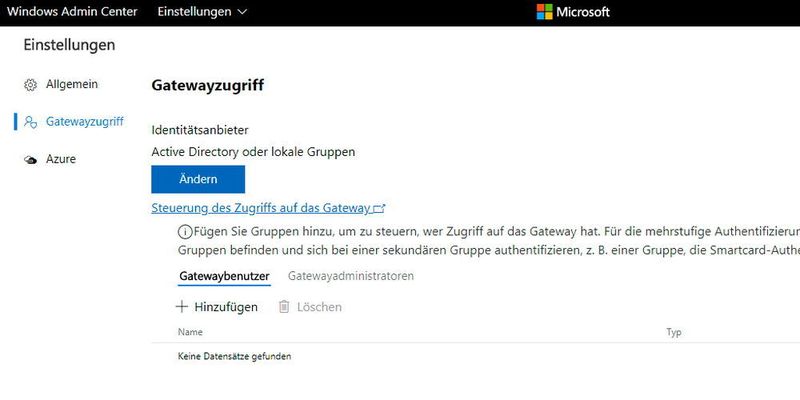 Der Zugriff auf das Windows Admin Center kann über das Gateway gesteuert werden. (Joos / Microsoft)