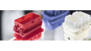 Photo Resin X400M eignet sich für bruchfeste Teile – hier zum Beispiel nachträglich gefärbte elektrische Steckverbinder.  (BASF SE)