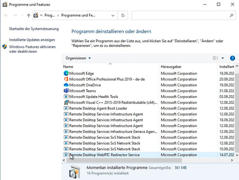 Programme deinstallieren in Windows 365 über appwiz.cpl. (Joos)