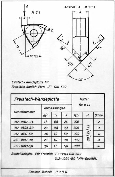 Tuschezeichnung eines Sonderwerkzeugs des Typs 312 aus dem Jahr 1974. (Horn)