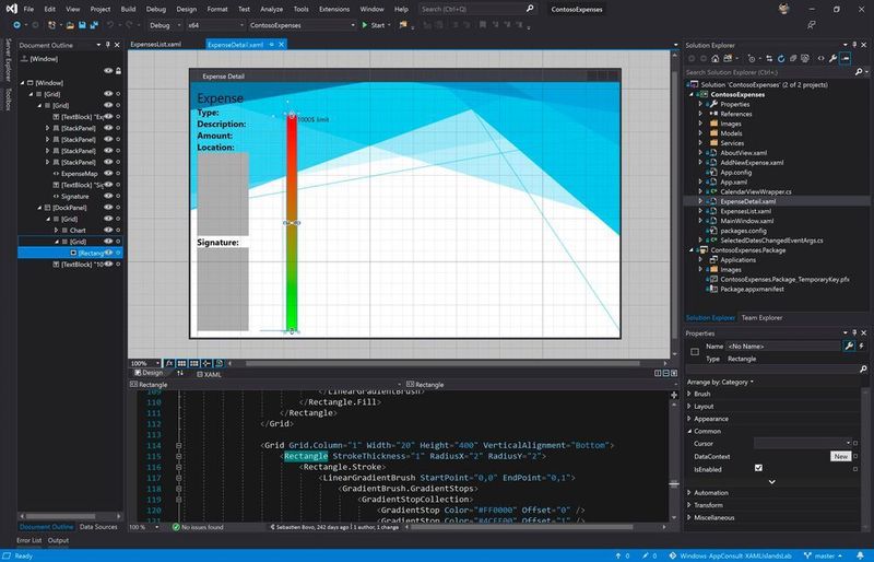 Eine .NET-App mit WPF-Darstellung in der neuen Designer-Oberfläche. (Microsoft)
