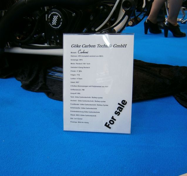 Göke Carbontechnik stellt ein Motorrad ala Captain Future aus – durchaus auch zum Mitnehmen...hier einige Daten.... (Bild: Königsreuther)