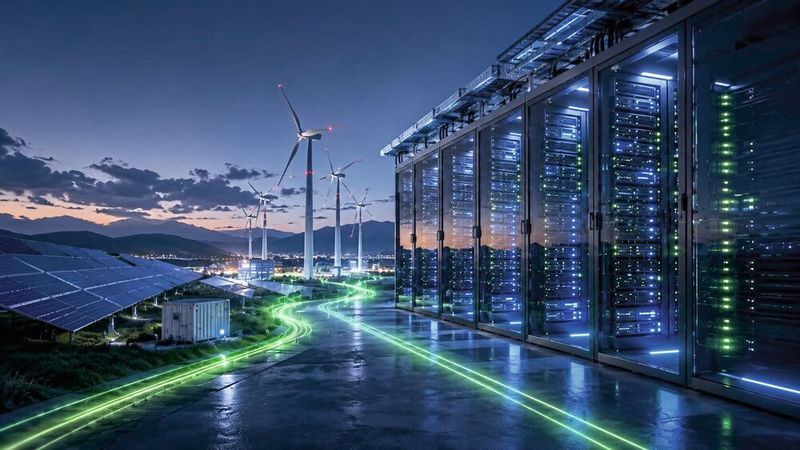 Der steigende Einsatz von KI-Anwendungen erhöht den Energiebedarf moderner Rechenzentren und stellt Stromnetze sowie Energieinfrastrukturen vor neue Herausforderungen.(Bild:  Dall-E / KI-generiert)