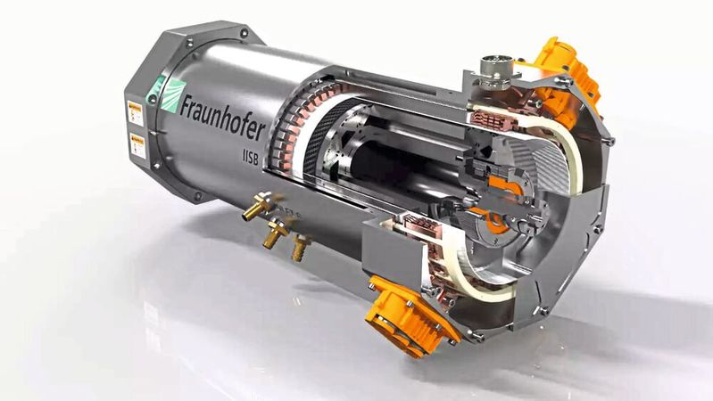 Cross-sectional view of the 750 kW electric machine with oil cooling and hairpin windings.(Image: Thomas Schriefer / Fraunhofer IISB)