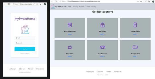 Die Seiten login.html und devices.html der Beispiel-Webanwendung.(Bild:  Bochkor & Dr. Krypczyk)