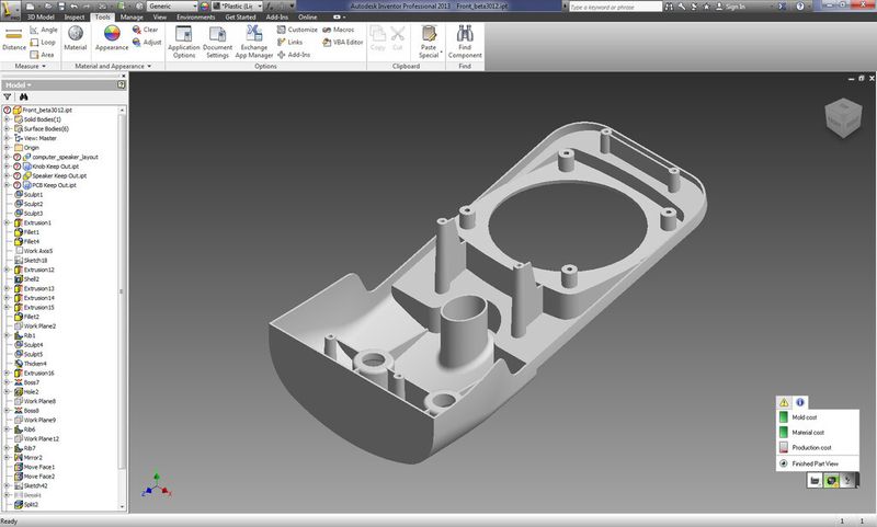 «Autodesk Simulation DFM» liefert auch eine Kostenanalyse, z.B. für Material-, Spritzguss oder Produktionskosten. (Bild: Autodesk)
