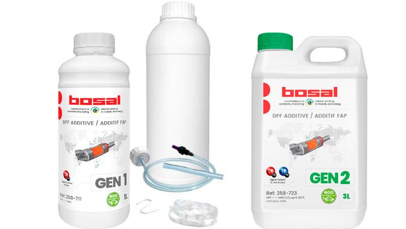Die neue Additivgeneration für Dieselpartikelfilter ist in verschiedenen Produktgrößen sowie als Kit verfügbar.(Bild:  Bosal)