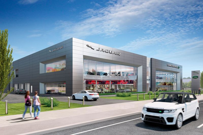 Die neue Markenwelt ist in der neuen Hersteller-CI gestaltet und hat auffallend großzügige Glasflächen. (Jaguar Land Rover)