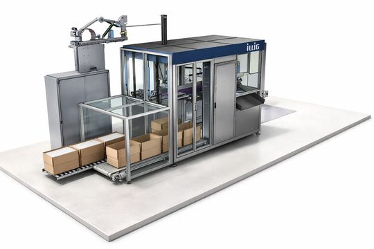 Box Filling Unit (BFU) von Illig: zu sehen schon auf der Düsseldorfer Fachmesse Interpack vom 7. bis zum 13. Mai 2026.(Bild:  Illig)