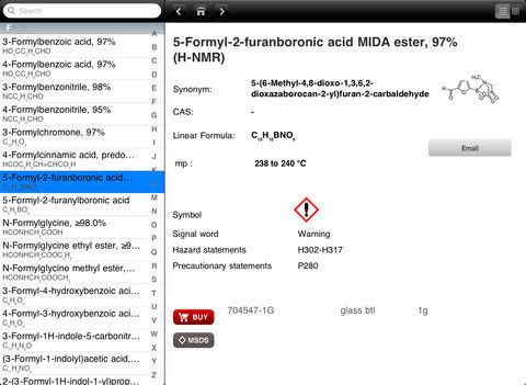 The Aldrich Handbook of Fine Chemicals enthält Informationen über 45 000 Chemikalien. (Bild: iTunes)