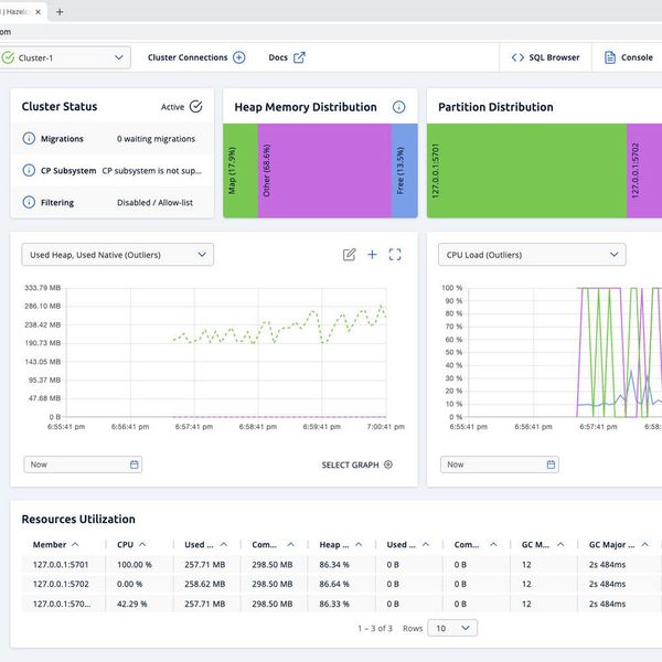 Screenshot der „Hazelcast Plattform“ (Hazelcast)
