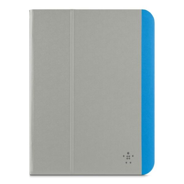Die Slim-Style-Hülle für iPad Air und iPad Air 2 (F7N253) kostet 49,99 Euro (UVP). Die Auto-Wake-Hülle kommt mit Magnetverschluss. Ein Iintegrierter Stopp verhindert ein Verrutschen bei Gebrauch, gummierte Stoßfänger bieten mehrere Betrachtungswinkel. Die Hülle gibt es in den Farben Schwarz-Kies, Stein-Cyan und Azalee-Fiesta. (Bild: Belkin)