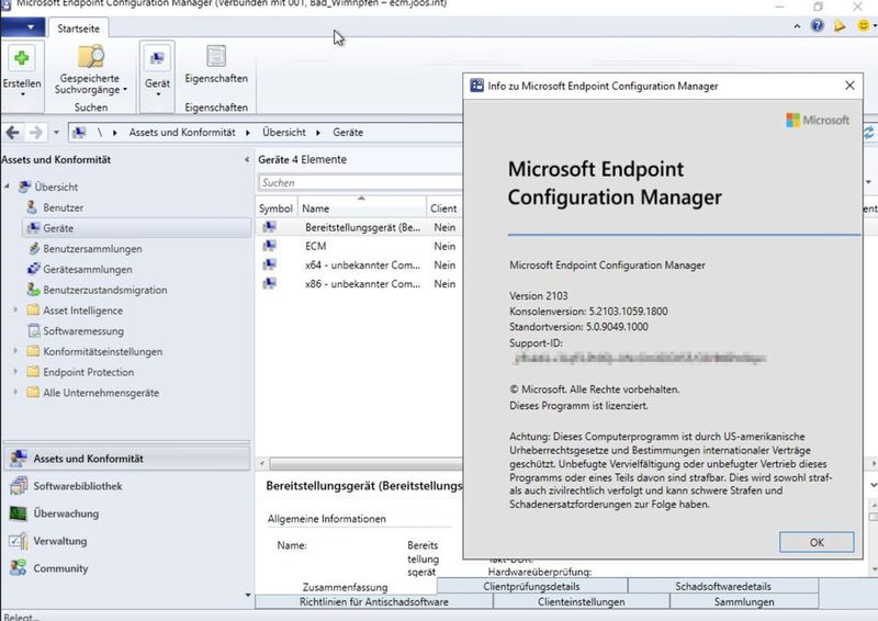 Aufrufen der Verwaltungskonsole von Endpoint Configuration Manager. (Microsoft / Joos)