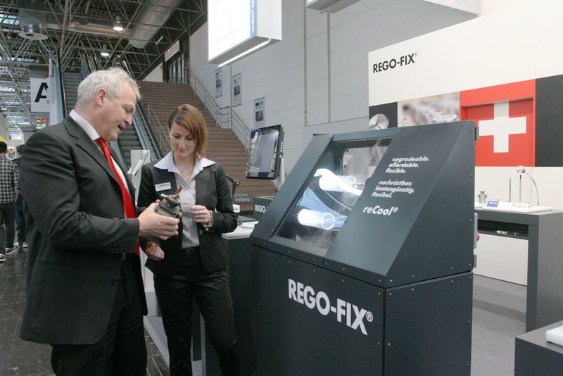 Das Recool System von Regofix: für den kostengünstigen Umbau von äusserer zu innerer Kühlmittelzufuhr. (Bild: Anne Richter, SMM)