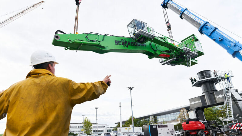 Aufbau der Bauma 2022 auf dem Gelände der Messe München.