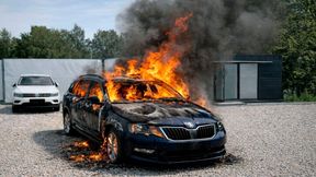 So ähnlich könnte das mit künstlicher Intelligenz erzeugte Foto des brennenden Skodas ausgesehen haben.  (Bild: Chatgpt / KI-generiert)