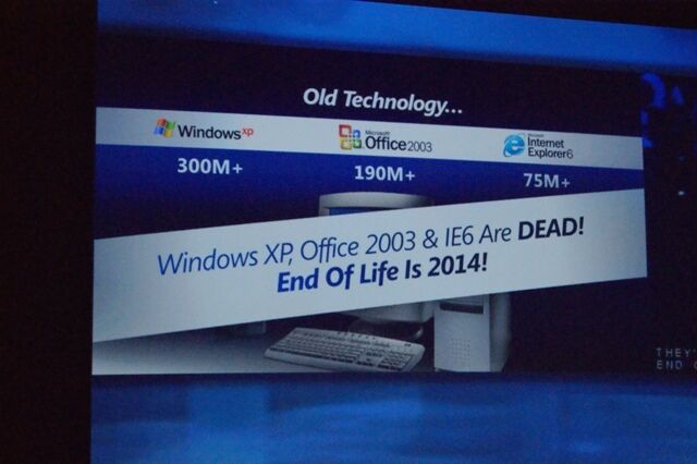 Und für alle, die es noch nicht mitbekommen haben, gab es auf der WPC 2011 noch mal den deutlichen Hinweis, dass Windows XP & Co. nun wirklich langsam ersetzt werden sollten ... (Archiv: Vogel Business Media)