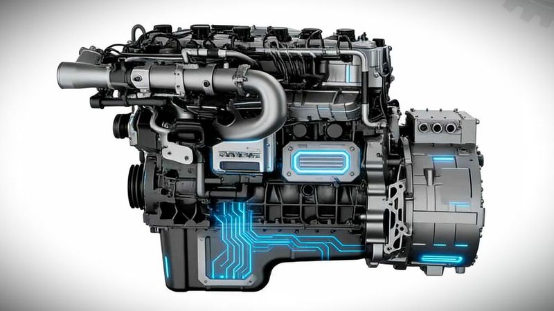 Yuchai will sein Schwungrad-System – rechts am Motor – vor allem in Nutzfahrzeugen einsetzen.(Bild:  Yuchai)