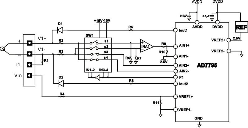 Bild 13: Vereinfachte Thermoelementeingangsbeschaltung CH2 (Bild: Analog Devices)
