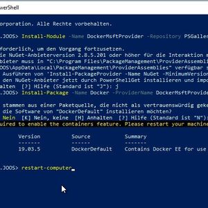 Abbildung 4: Installieren von Docker in Windows Server 2019(Bild:  Thomas Joos)