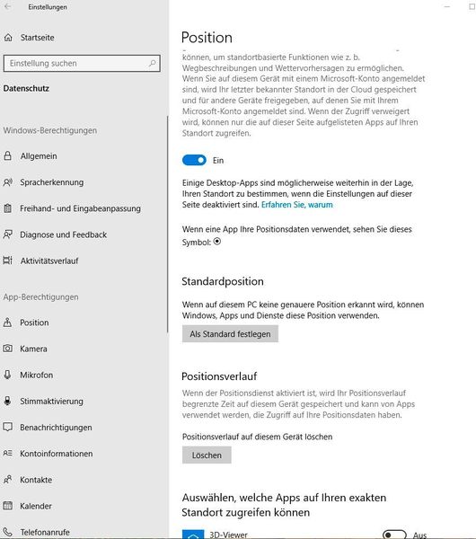 Festlegen der Apps für den Zugriff auf die Positionsdaten. (Joos)
