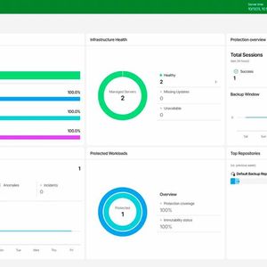 Neue Web-Benutzeroberfläche von Veeam Data Platform v13 – die Ansicht zeigt wichtige Informationen zu einem Veeam-Deployment auf einen Blick.(Bild:  Veeam)