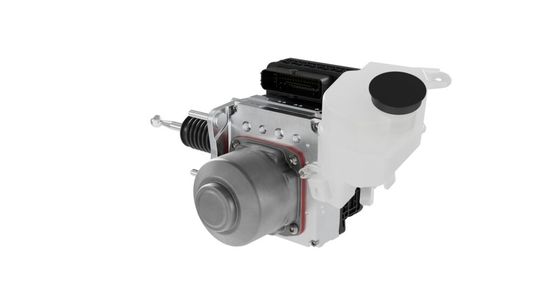 The MK C2 is an integrated braking system of the second generation. It combines the master cylinder, brake booster, and control systems such as ABS and ESC in a module weighing around 5 kg.(Image:  Aumovio)