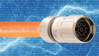 Die Hybridleitung passend zu Bosch Rexroth Motoren sorgt für eine zuverlässige Energie- und Datenversorgung in der Bewegung.  (Igus)