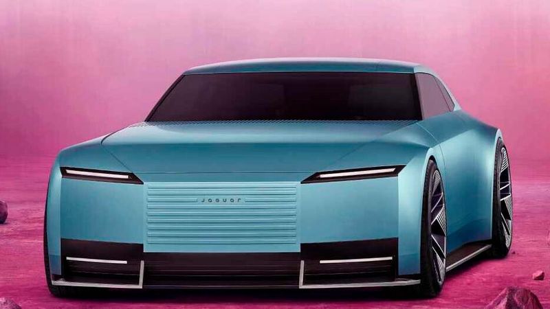 Auf der bulligen Fahrzeugfront mit den geteilen Scheinwerfern prangt das neue Jaguar-Logo. (Bild: JLR)