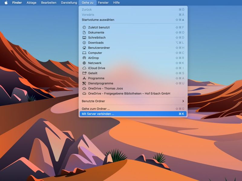 Von macOS aus auf Freigaben in Windows zugreifen. (Bild: Joos (Screenshot))