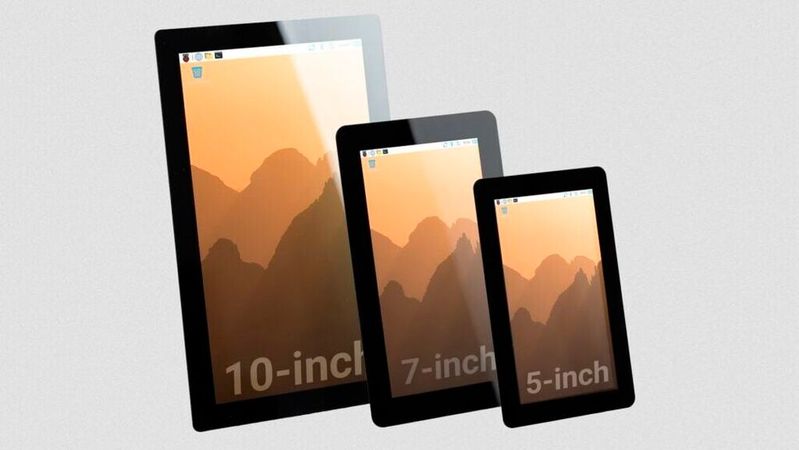 Die drei neuen Touch Display 2 der Raspberry Pi Foundation in 10, 7 und 5 Zoll.(Bild:  Raspberry Pi Foundation)