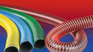 Der antistatische Polyurethanschlauch Airduc Pur 350 AS Twin Color kann in zwei Farben und in jede gewünschte Farbkombination eingefärbt werden. (Norres Schlauchtechnik )